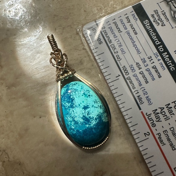 14k Gold Filled Natural Shattuckite Stone Necklace Pendant - Picture 7 of 10